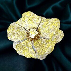 Vintage Coro Sugar Textured Large Flower Brooch